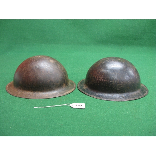 247 - Two WWI style pressed steel helmet shells - 10.5