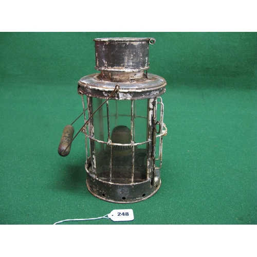 248 - WWI trench lantern with burner, embossed Hink's Birmingham 1918 on lid - 12.5