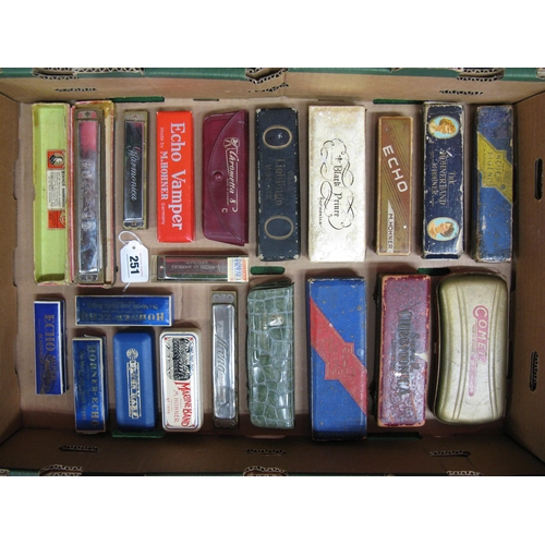 251 - Box of twenty mostly cased harmonica's mainly by Hohner of Germany