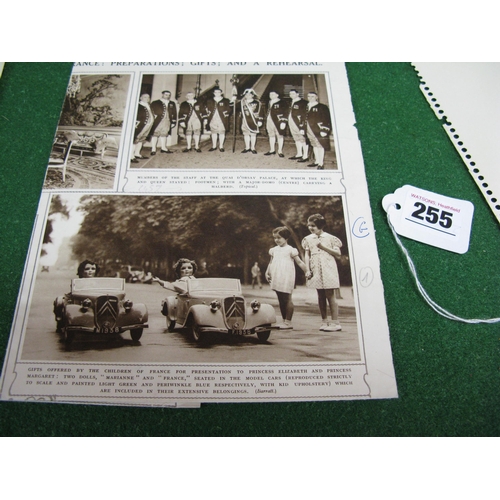 255 - Folder of period photographs, slides, letters and cuttings relating to French childrens 1938 gift to... 