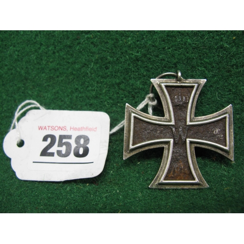 258 - WWI battlefield relic German Military Cross with Crowns, W's and 1813 & 1914 embossed on either side... 