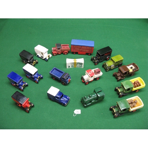 265 - Fifteen ceramic/pottery model vans and lorries to include: Scammel fun-fair gallopers pantechnicon t... 