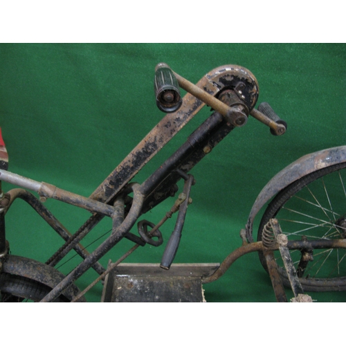 288 - Early 20th century disabled three wheel bicycle with hand operated chain drive, steering, hand brake... 