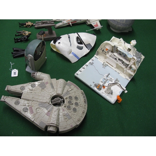 301 - Quantity of 1990's Star Wars toys to include: X-Wing Fighter, TY Fighter, Action Fleet spaceships, B... 