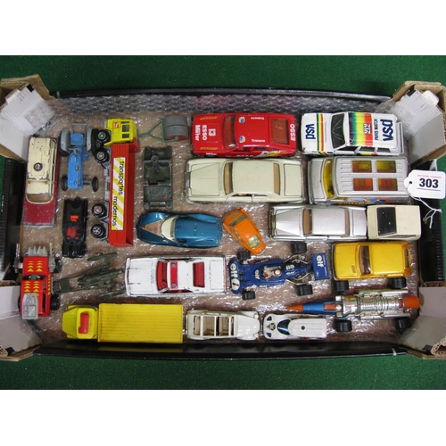 303 - Box of approx twenty three loose and playworn 1960's/1970's diecast model vehicles from Corgi, Solid... 