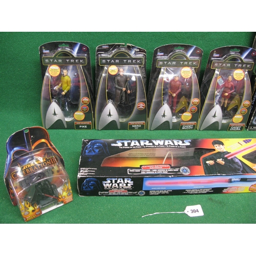 304 - Box of nine boxed Star Trek and Star Wars figures to comprise: Pike, Nero, Cadet McCoy, Cadet Uhura,... 