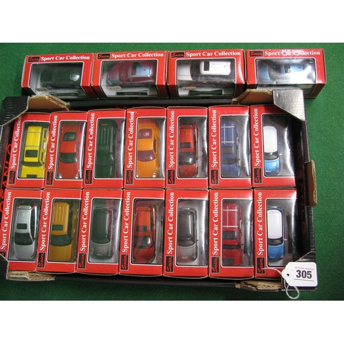 305 - Approx eighteen boxed diecast models of modern cars from the Saico Sport Car Collection