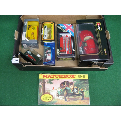 307 - Box of boxed model vehicles from Solido, Corgi, Vitesse and Burago (Le Mans Ferrari 250) together wi... 