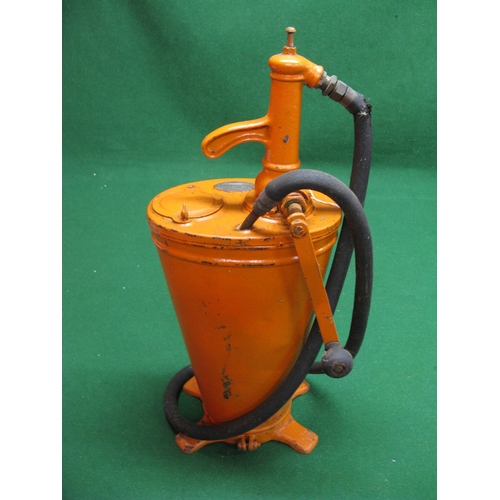 31 - Portable forecourt gear oil dispenser with Property Of Esso Petroleum Co. Ltd plaque.  Now orange an... 