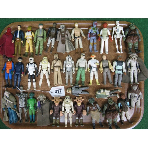 317 - Tray of thirty five Original 1970's/1980's Star Wars figures to include: Vgnaught Stormtrooper with ... 