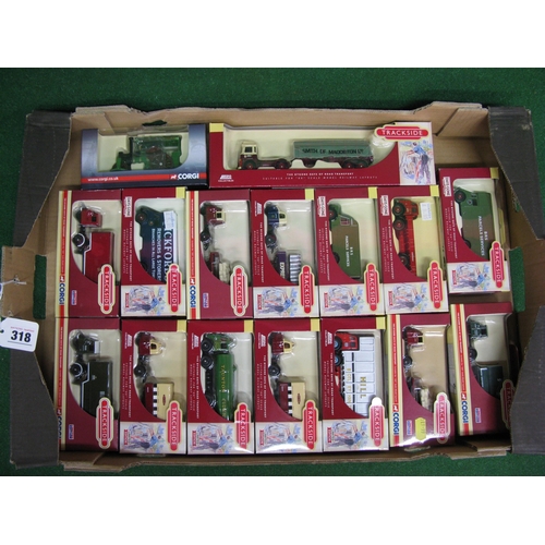 318 - Sixteen boxed 1:76 scale model lorries and a steam roller in the Trackside Model Railway Collection ... 