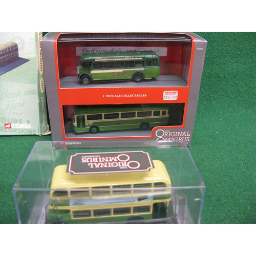 324 - Southdown Motor Services Collection comprising:  an unmade garage card kit, seven buses and a Guy br... 