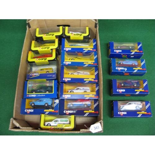 343 - Collection of seventeen boxed 1980's/1990's Corgi Ford Escort vans in varying liveries