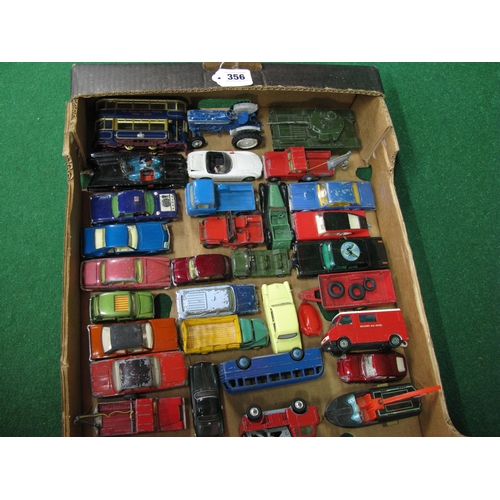 356 - Box of diecast loose playworn vehicles made by Corgi, Dinky, Britain's, Solido and Vanguards togethe... 