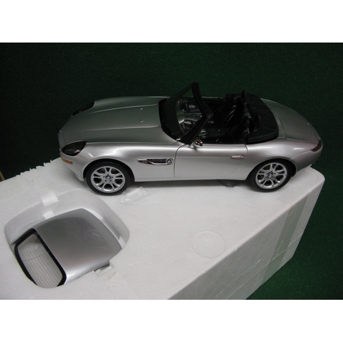 364 - Boxed Kyosho diecast 1:12 scale model of James Bond's BMW Z8 in silver with many moving parts, retra... 