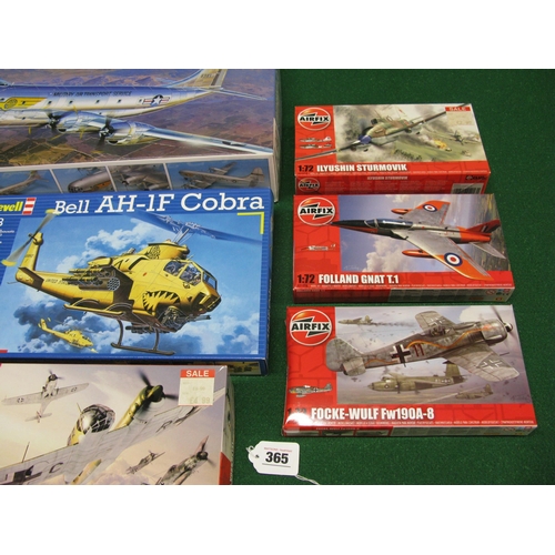 365 - Box of unmade plastic kits of military aircraft from Airfix, Revell, Academy and Dragon in scales 1:... 