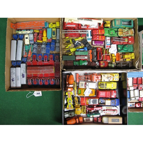 368 - Five boxes of approx 128 Lesney/Matchbox diecast vehicles, all playworn