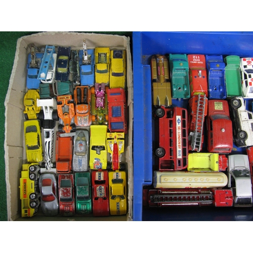 372 - Two boxes of  approx fifty seven diecast vehicles by Majorette, Impey, Husky, Siku, Mebetoys-Italy, ... 