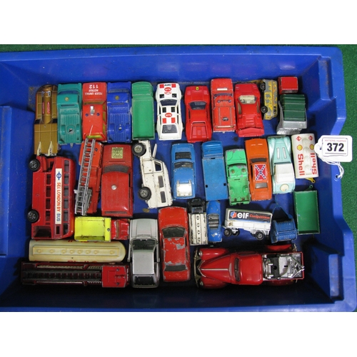 372 - Two boxes of  approx fifty seven diecast vehicles by Majorette, Impey, Husky, Siku, Mebetoys-Italy, ... 