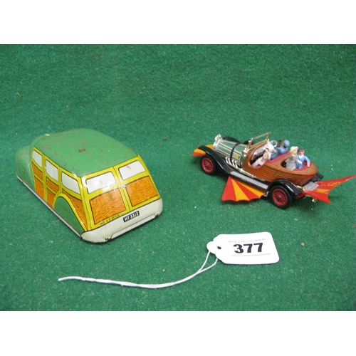 377 - Corgi Chitty-Chitty Bang-Bang car with four occupants and front and rear wings (missing a headlamp) ... 