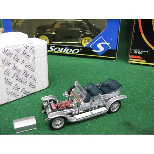 385 - Two boxed large scale metal cars from Solido to comprise: Rolls Royce Silver Cloud II convertible an... 