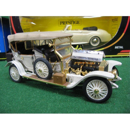 385 - Two boxed large scale metal cars from Solido to comprise: Rolls Royce Silver Cloud II convertible an... 