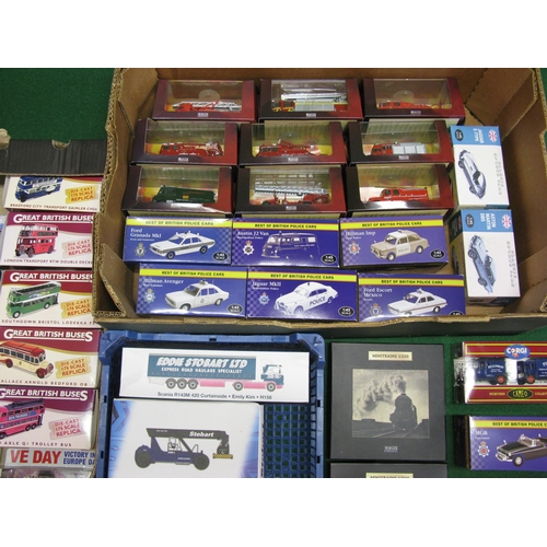 400 - Three boxes of approx forty five model cars, buses, trams, lorries, trains and fire engines by Atlas... 