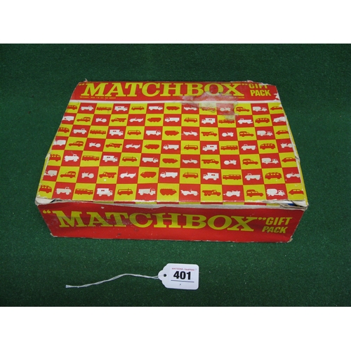 401 - Boxed US Issue (TG 7037) red and yellow Matchbox Gift Pack now containing: MG1 BP service station, c... 