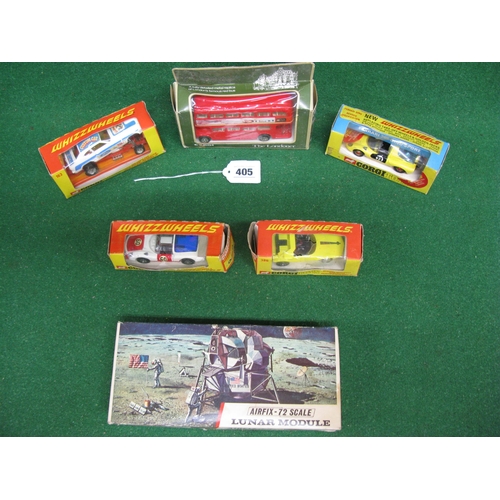 405 - Five boxed Corgi diecast vehicles to comprise: 163 Santa Pod Capri Bodied Dragster, 344 Ferrari Dino... 