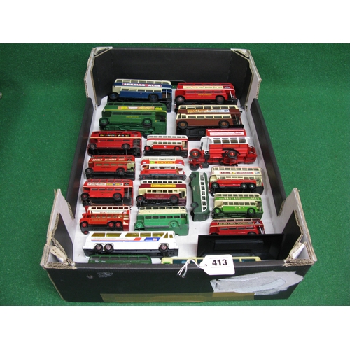 413 - Twenty loose diecast model buses (and tram) made by Corgi, Dinky, EFE, Matchbox, Lledo, Corgi Junior... 