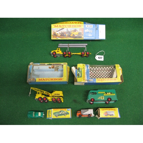 427 - Five Matchbox items to comprise: 7-Ford Refuse Truck, 75-Ferrari Berlinetta, K5-Racing Car Transport... 