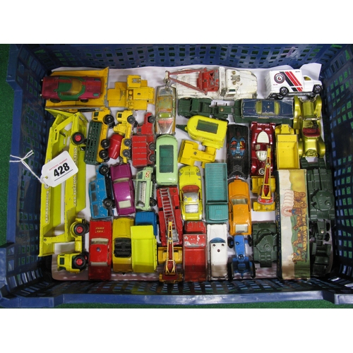 428 - Box of approx thirty seven playworn loose diecast vehicles by Matchbox/Lesney, Husky and Corgi Junio... 