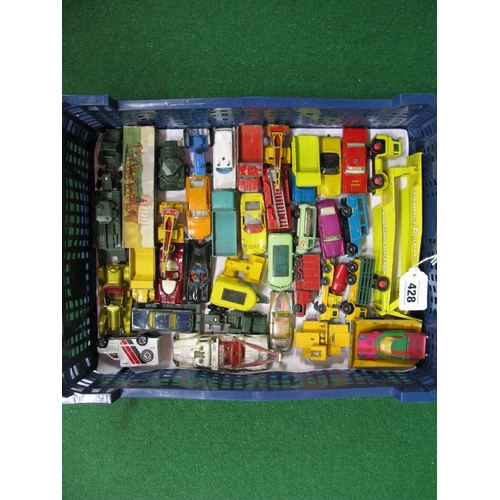 428 - Box of approx thirty seven playworn loose diecast vehicles by Matchbox/Lesney, Husky and Corgi Junio... 