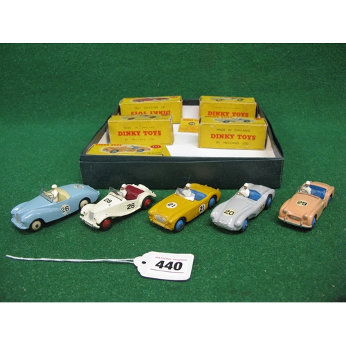 440 - Five 1950's Dinky sports cars with boxes (some flaps missing or detached) to comprise: 107 Sunbeam A... 