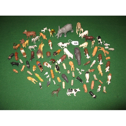 449 - Box of Thomas The Tank Engine items from Ertl together with a box of plastic wild and farm animals f... 