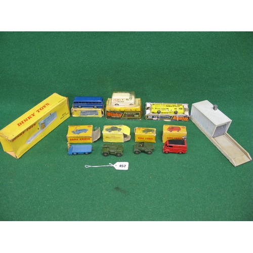 457 - Eight Dinky items in rough boxes to comprise: 260 Royal Mail van, 282 Duple coach, 291 Yellow Pages ... 