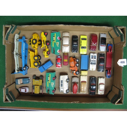 459 - Box of loose playworn diecast vehicles from Lesney-Moko, Corgi Juniors, Schuco, Corgi, Spot-on, Dali... 