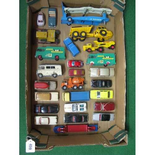 459 - Box of loose playworn diecast vehicles from Lesney-Moko, Corgi Juniors, Schuco, Corgi, Spot-on, Dali... 