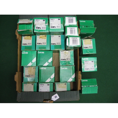 46 - Box of approx twenty two boxed Lucas electrical fuel pumps