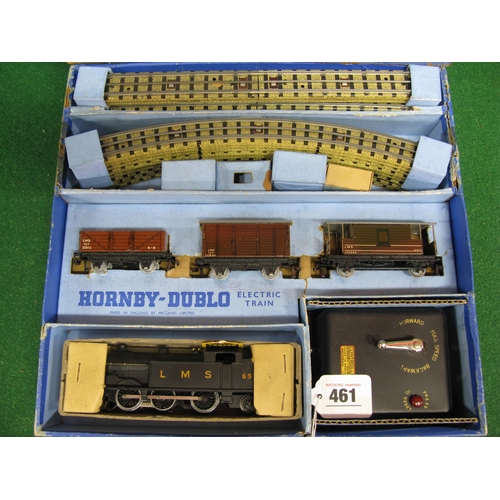 461 - Boxed 1940's/1950's Hornby Dublo 3 Rail LMS Goods Train set containing: EDL7 0-6-0T No. 6917 in LMS ... 