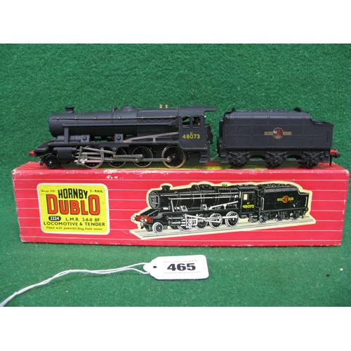 465 - Boxed 1960's Hornby Dublo 2 Rail 8F 2-8-0 tender locomotive in late BR plain black livery