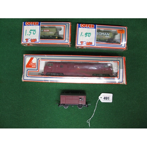 491 - Lima 00 1980 Class 42 Warship diesel locomotive D838 Rapid in BR maroon together with Yeoman & Tilco... 