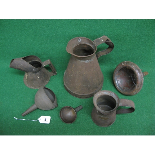 5 - Three oil pourers and three funnels of various sizes