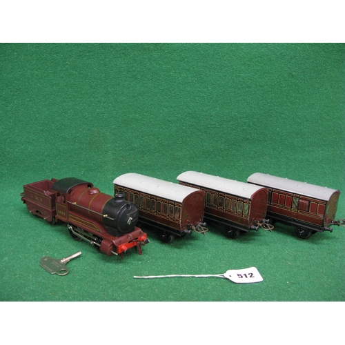 512 - Post war boxed Hornby O gauge clockwork train set to comprise: 501 Type 0-4-0 tender locomotive No. ... 