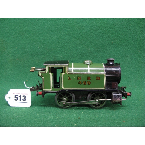 513 - 1940's/1950's Hornby O gauge clockwork Type 101 0-4-0T No. 460 in lined LNER green (in working order... 