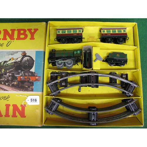 516 - Boxed Hornby O gauge tinplate clockwork train set No. 1 containing: 0-4-0 tender locomotive No. 6098... 