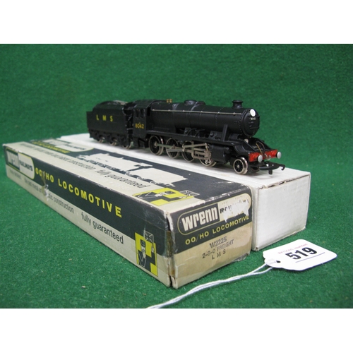 519 - Boxed 1970/1980 Wrenn 8F 2-8-0 locomotive and tender No. 8042 in plain LMS black livery with added h... 