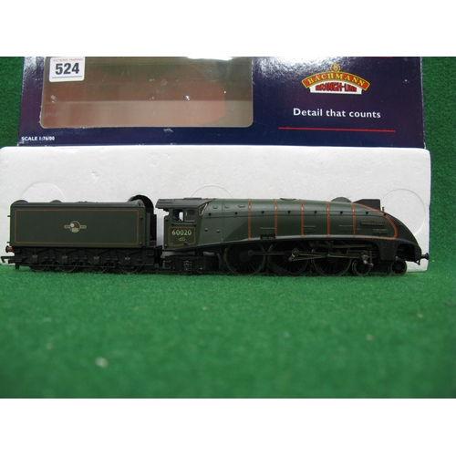 524 - Boxed 1998 Bachmann OO A4 4-6-2 locomotive and tender No. 60020 Guillemot in lined late BR green liv... 