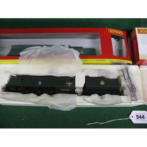 544 - Two boxed 2000's Hornby OO Bullied Pacific's to comprise: Air Smoothed Battle Of Britain Class No. 3... 