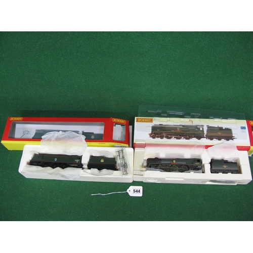 544 - Two boxed 2000's Hornby OO Bullied Pacific's to comprise: Air Smoothed Battle Of Britain Class No. 3... 